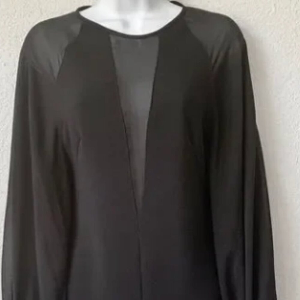 Robert Rodriguez | Sheer Illusion | Sheer Panel Deep V Blouse S/M